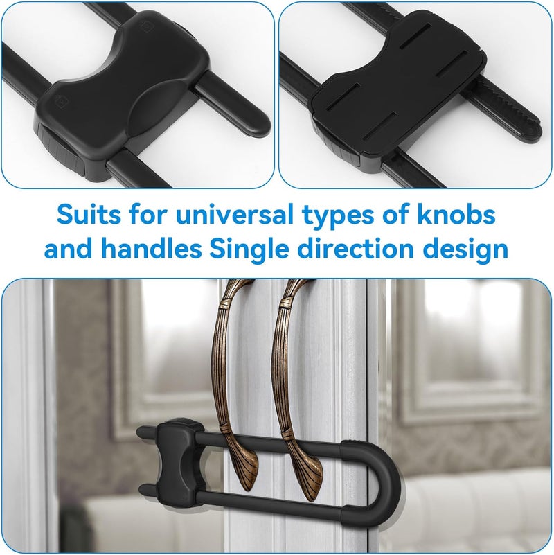 kickic Cabinet Locks Baby Proofing,Child Proof Cabinet Locks,6 Pack Adjustable U Shaped Baby Proofing Cabinets,Child Locks for Cabinets and Drawers (Black) - Image 3
